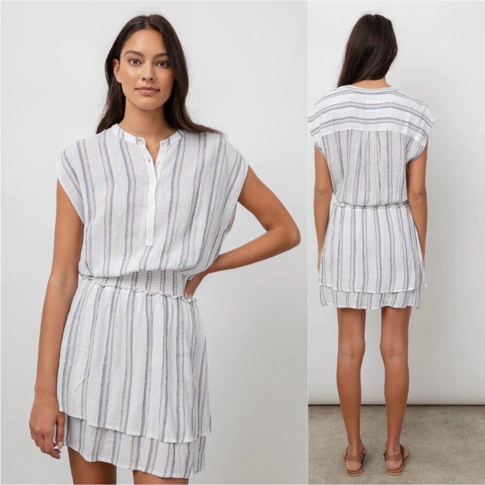 NWT Rails Women's Angelina Ryland  Blue White Metallic Stripe Mini Dress Size XL